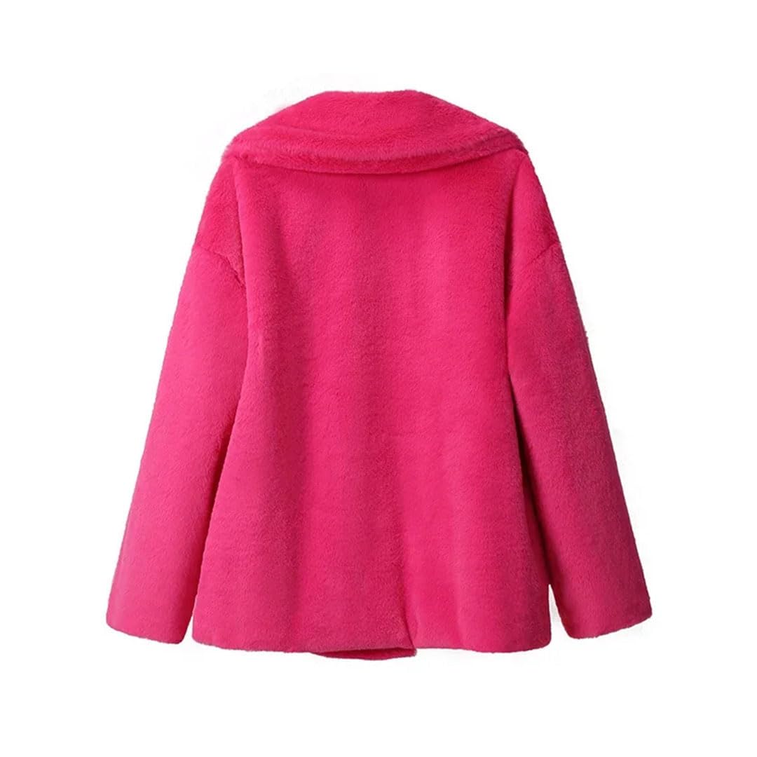 Cappotto lungo da donna in pelliccia sintetica collo a scialle doppio petto cappotto di lana extra lungo cappotto di pelliccia blu bambino S, cappotto di pelliccia blu bambino, S