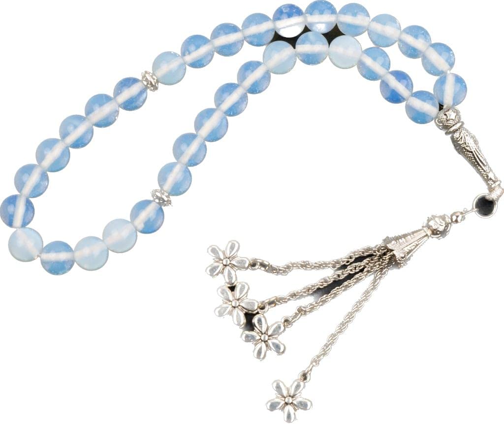 AC&L Transluscent White Opal Tasbeeh Prayer Beads - 8mm Stones