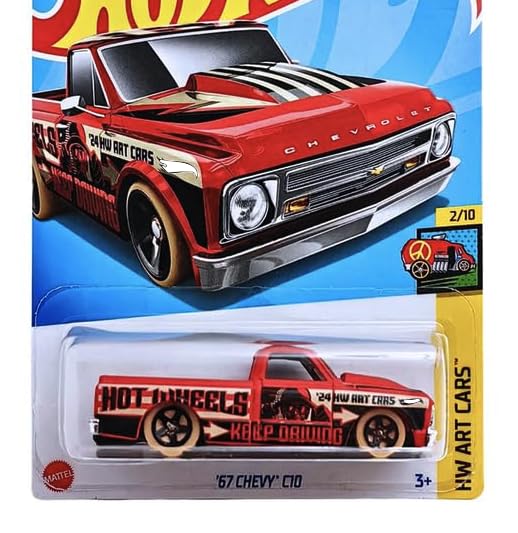 Image of HW Die-Cast 1:64 For Ages 3 And Up (67 Chevy C10 | HW Art Cars), Red
