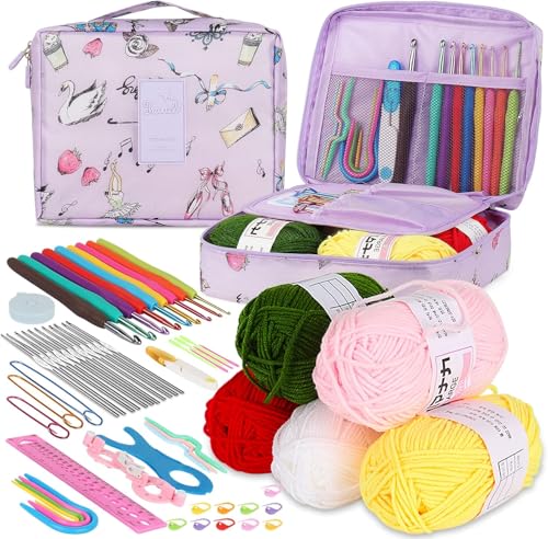 Recopilación de Ganchillos - los más vendidos. 37 Tejido Crochet Kit, Ganchillo para Principiantes de 59 Piezas para Adultos y Niños, Kit Básico de Ganchillo y Tejido para Principiantes, Crochet DIY para Niños,Adultos y Mayor