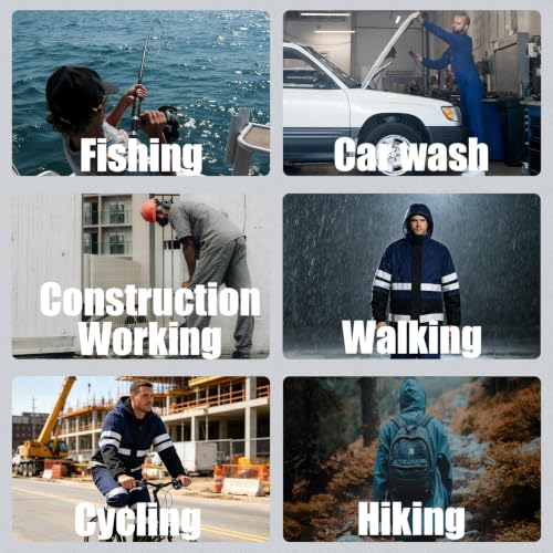 Image of Rizzon Rain Suits for Men Women Waterproof Heavy Duty Rain Gear Hi-Vis Rain Jacket & Pants for Fishing, Camping