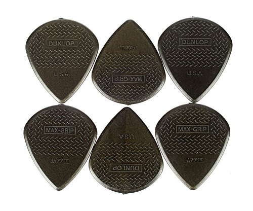 PUAS DUNLOP - Nylon Jazz Max Grip (471P3C) Agarre Carbon Fiber (Calibre 1´38) (Bolsa con 6 Unidades)