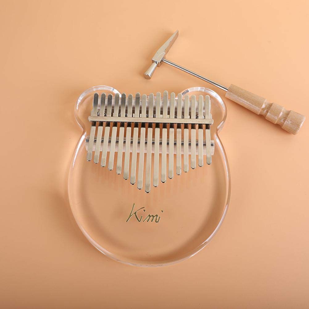 Kalimba 17 Tasten Acryl Daumenklavier mit Tuner Hammer Gig Bag Transparent Katze für Anfänger