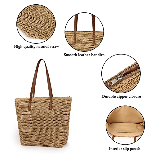 Bolso de mano tejido grande para mujer miniatura 4
