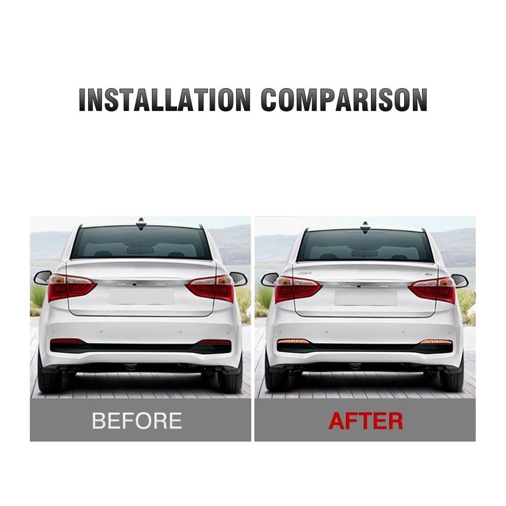 para Hyundai para Xcent I10 2018 Coche Parachoques Trasero Reflector Luces LED De Conducción Freno Gire Singal Tail Lamps Alta Luz De Cruce 12V Reflector Parachoques(Triple Function)