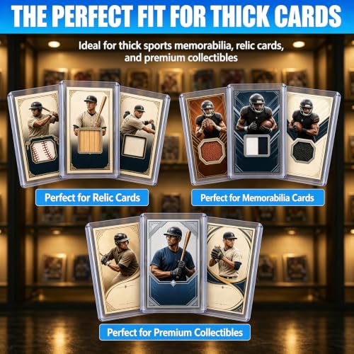 Image of DEDC 50 Top Loader Thick Card Load Holder Storage for Trading Cards Sports Sleeves Hard Plastic 260 Point Protective Toploaders 3 inchx4 inch Rigid Memorabilia Collectibles