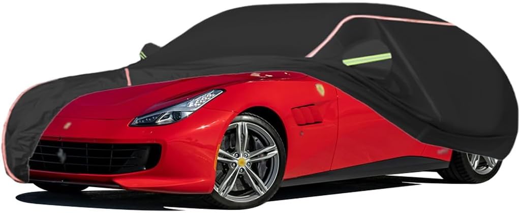 WOLWES Car Cover are Suitable for Ferrari GTC4 Lusso All-Weather Windproof, Snowproof, Rainproof, UV-Protected and Breathable All-Season Universal with Side Door Zip Oxford Cloth Car Cover (Color : B