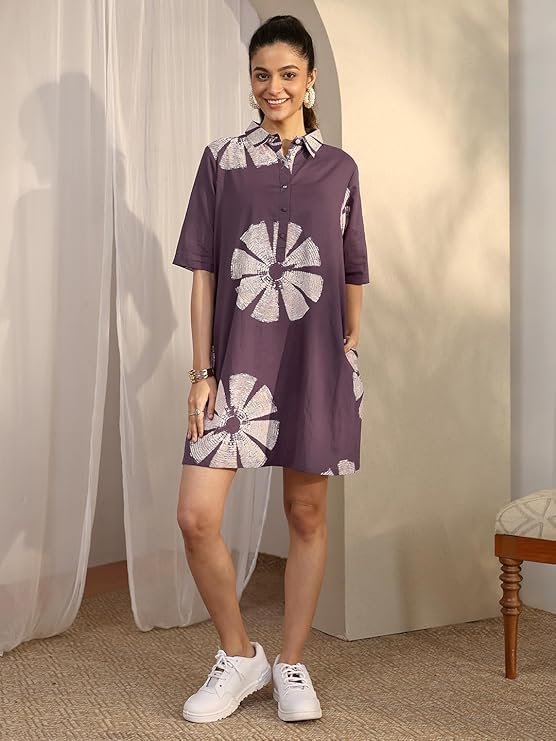 Image of Libas Printed Cotton Straight Dress for Women