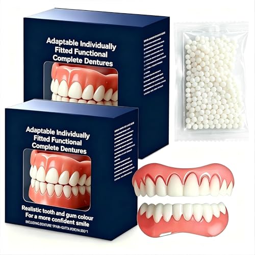 Functional dentures Adjustable Functional Full-Mouth dentures Premium Style Custom-Made Silicone Full-Mouth Denture Set Premium Style for Men and Women-2-piece