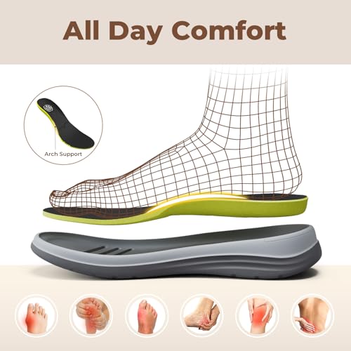 Image of FitVille Womens Wide Orthopedic Sandals, Lightweight Flat Sandals for Women with Arch Support, Adjustable Strap for Swollen Feet|Plantar Fasciitis