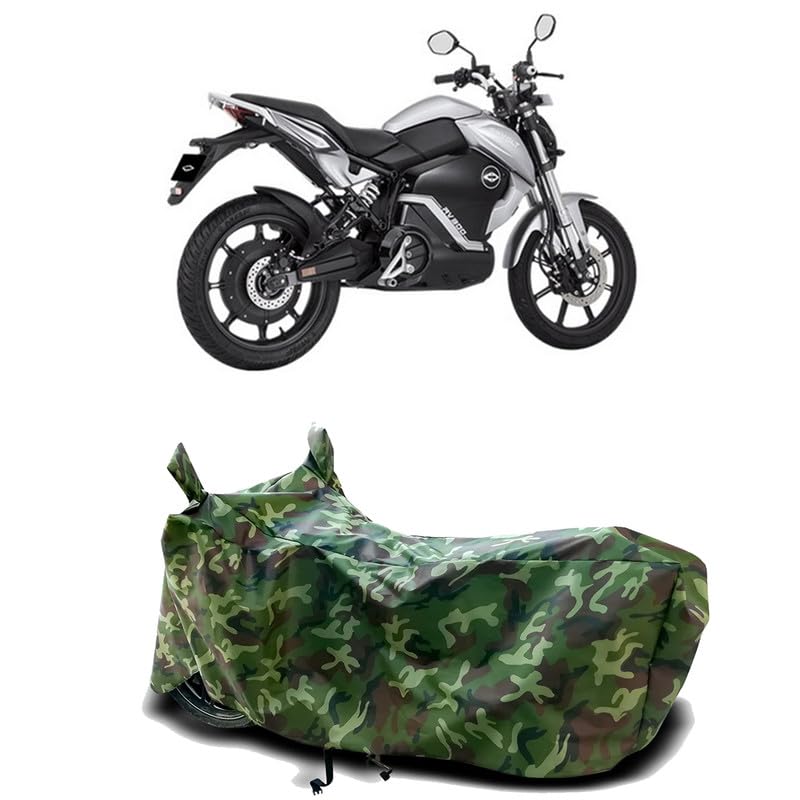 Image of DUFFEL-100% Heat Protection Two Wheeler Bike /Scooty Body Cover for Revolt RV Cafe Racer BS6 Water Resistance /UV-Rays /Birds Dropping /Scratchproof /Dust Proof /Waterproof[Green Jungle Print]