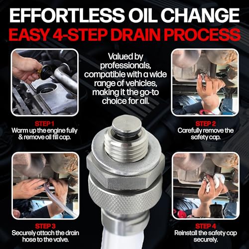 Votex - Made in USA - M14x1.5MM Quick Easy Valve No Mess Oil Drain Plug, Stainless Steel, for Acura, Audi, Chevrolet, Chrysler, Dodge, Fiat, Ford, Honda, Hyundai, Jeep, Kia + More