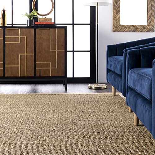 nuLOOM 6x9 Elijah Seagrass Area Rug, Beige, Solid Farmhouse Style, Cotton Bordered, Basketweave, Natural Fiber, For Bedroom, Dining Room, Living Room, Hallway, Office, Kitchen, Entryway - Image 7