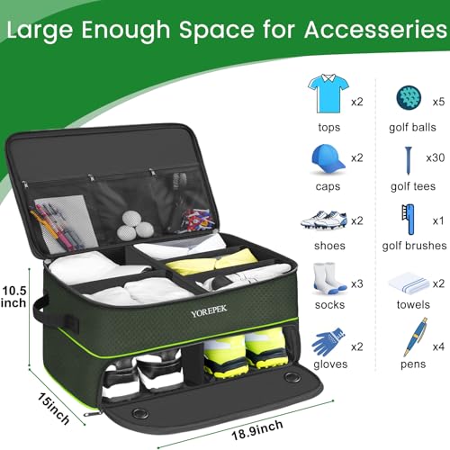 image for YOREPEK Large 2 Layer Golf Trunk Organizer for 2 Size14 Pair Shoes, Ca