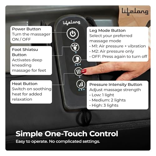 Image of Lifelong 2 in 1 Foot & Leg Massager Machine & Foldable Ottoman Rest for Home - Pain Relief Massage for Legs - Heat + Rolling, Kneading, Shiatsu, Vibration & Air Compression | Ideal for Feet, Ankle & Legs