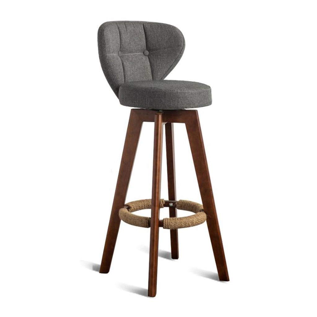 AYCDL Wooden Swivel Bar Stools with Armrests and Back Support Counter Height Kitchen Breakfast Chair with Footrest for Home Bar or Pub Use,65cm Black