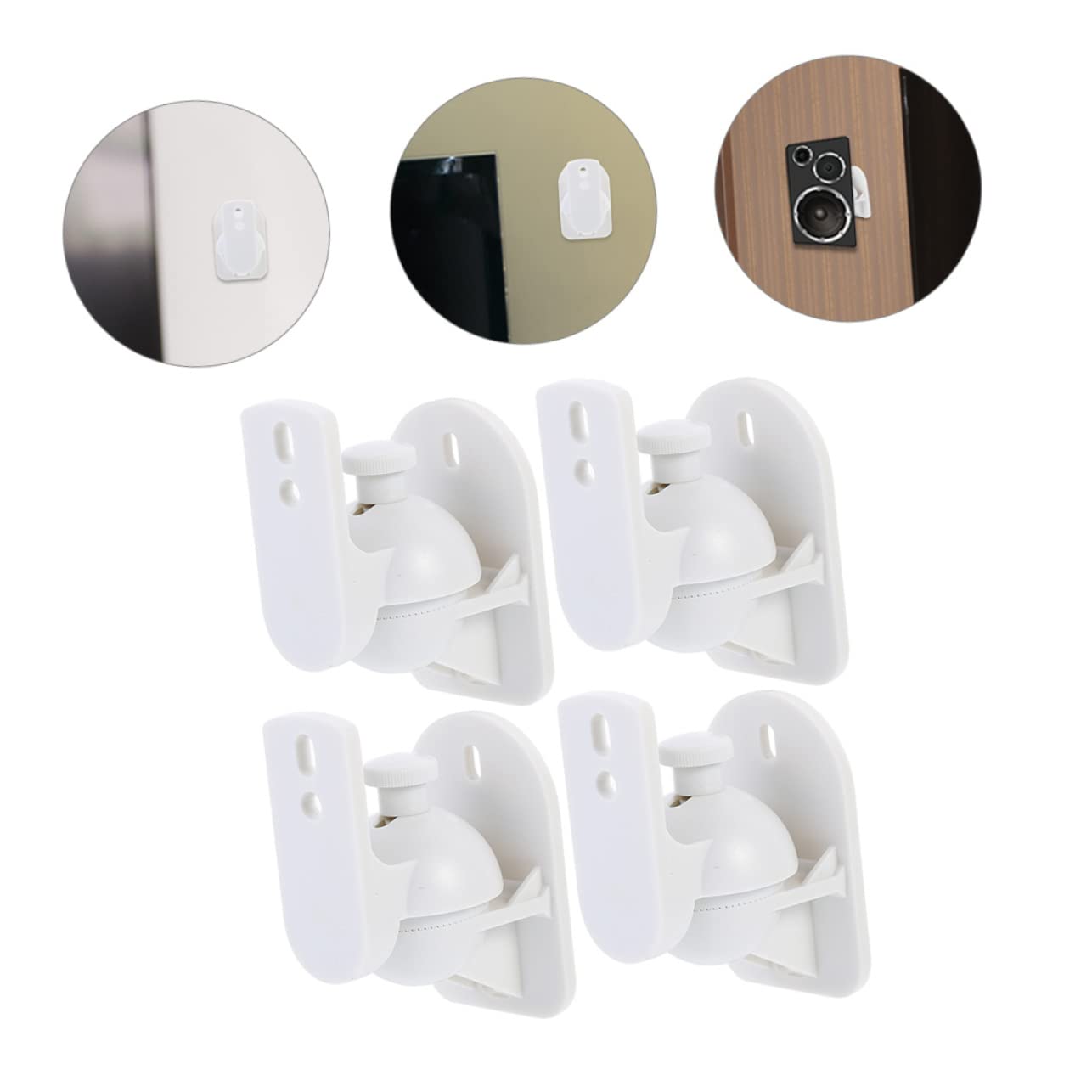 Support Mural Rotatif pour Haut-parleur Réglable 4 Pièces Blanc ABS