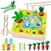 Lyrelove Giocattoli Montessori , Giochi Bambini Puzzle in Legno Gioco Educativo Tirare Carota Pesca Giocattolo Giochi attività Motorie, Compleanno Educativi Regalo per Bambina Bambino