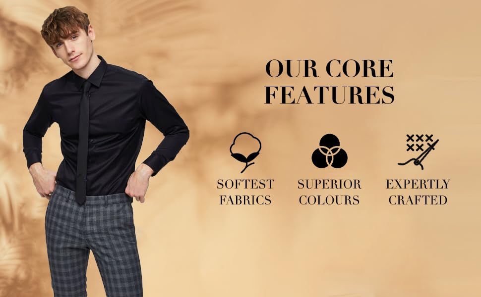 Image of Men's Regular Cotton Casual Slim Fit Shirt with Classic Collar, Long Sleeve, Solid Pattern, Breathable Fabric, and Unique Design for a Timelessly Modern