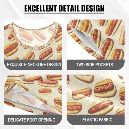 Pajama Sets Short Sleeve Hot Dog Cartoon Pattern Soft Cotton Summer Sleepwear 2 Piece PJS Size 5-14T3