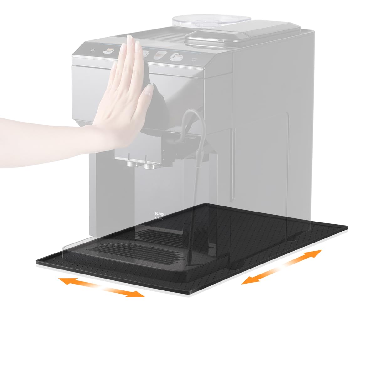 AIEVE Silicone Mat for Coffee Machine, Fully Automatic Coffee Grinder, Compatible with De Longhi Magnifica and Philips LatteGo etc., Non-Slip 48 x 30 cm Silicone Underlay (Black)