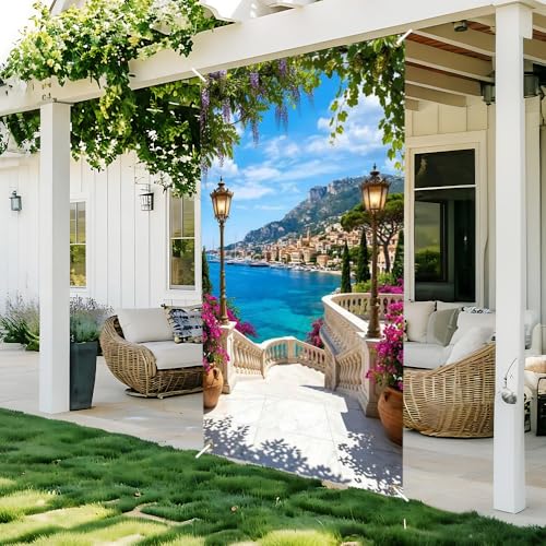 Image of Mediterranean Italian Coastal Door Cover Front Door Banner