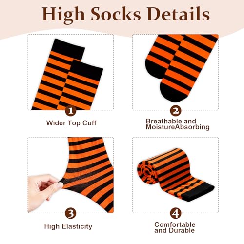 Image of YELAIVP Over Knee Rainbow Thigh High Socks Gloves Set Cosplay Accessories Arm Leg Warmers for Girls