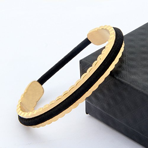 ZUOBAO Womens Girls Hair Tie Bracelets Stainless Steel Sawtooth Edge Cuff Bangle (Gold) - Image 3