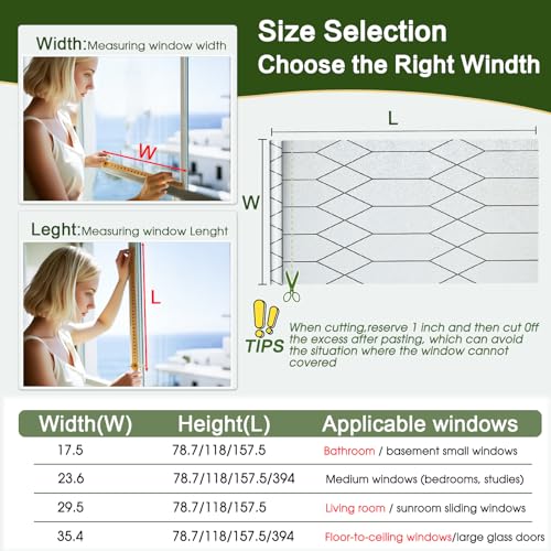 Image of Windimiley Window Privacy Film Stained Glass Static Clings, Bathroom Frosted Leaded Decorative Window Stickers, UV Heat Blocking Opaque Removable for Home Door Coverings (17.5 x 78.8in,Pure)