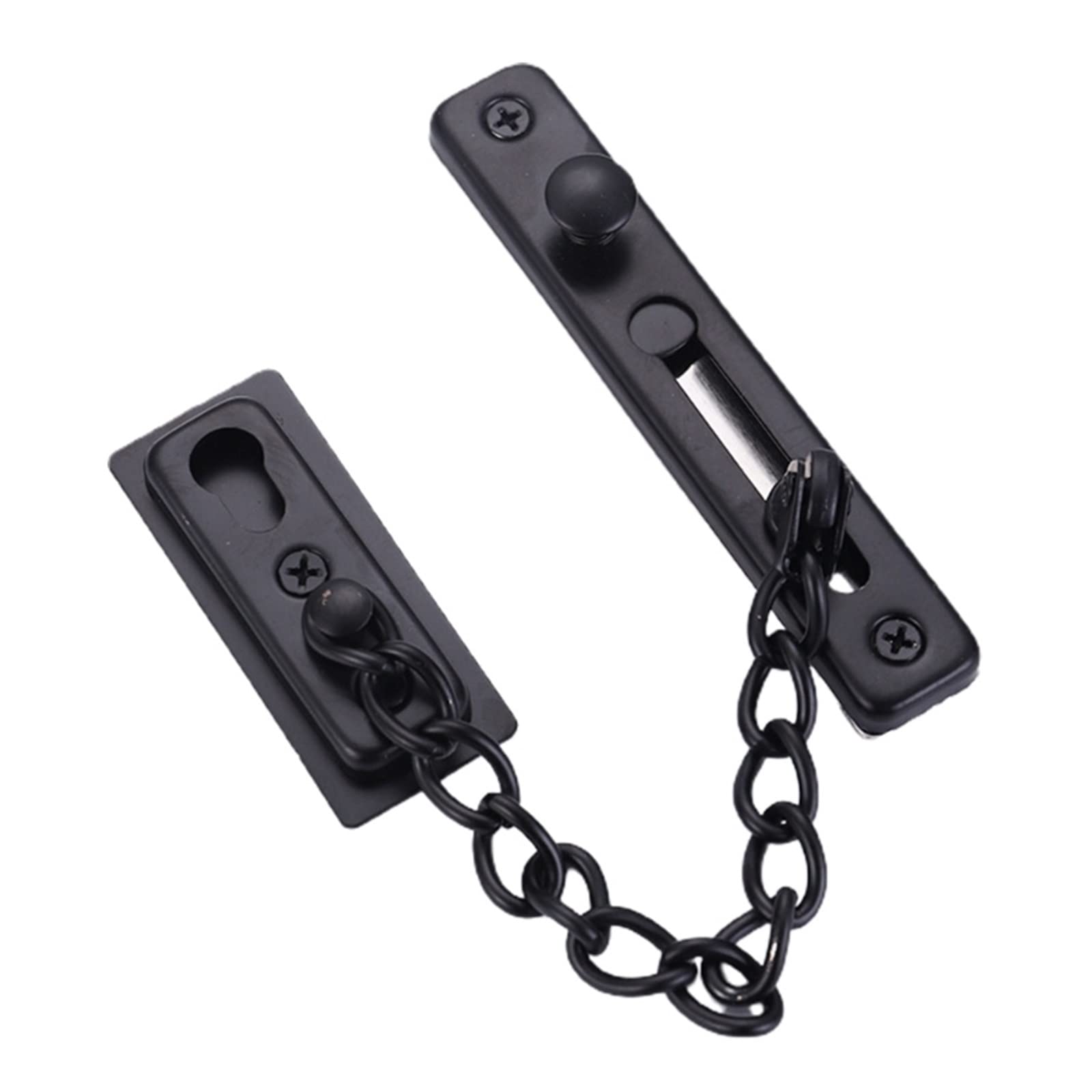 Zxffhdhjh Black Stainless Steel Door Chain, Security Door Chain Lock Stainless Steel Guard Latch Safety Viewing Ventilation