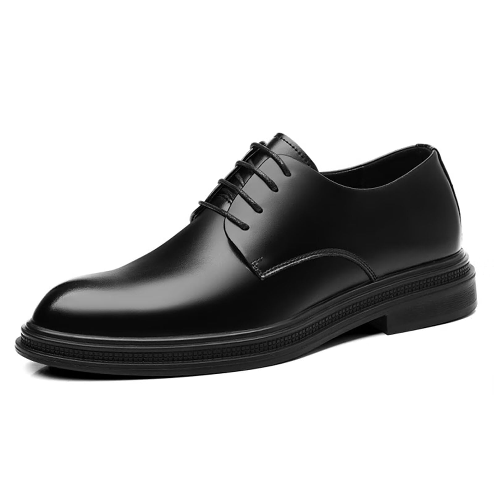 Scarpe Eleganti da Uomo con Rialzo Invisibile da 2,36" - Scarpe da Guida Oxford con Rialzo Antiscivolo in Pelle con Lacci per Matrimonio e Ufficio