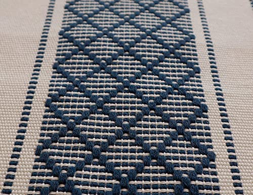 Image of ALSTONIA Cotton Table Runner -Pack of 5 The Style of Our Table Linen and Dining Rooms and Eating Areas (Blue, 1 PCS Runner 4 PCS PLACMENT)