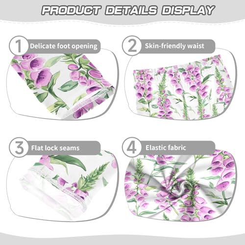 Watercolor Foxglove Girls Leggings Athletic Pants Tights Stretch Bottom3