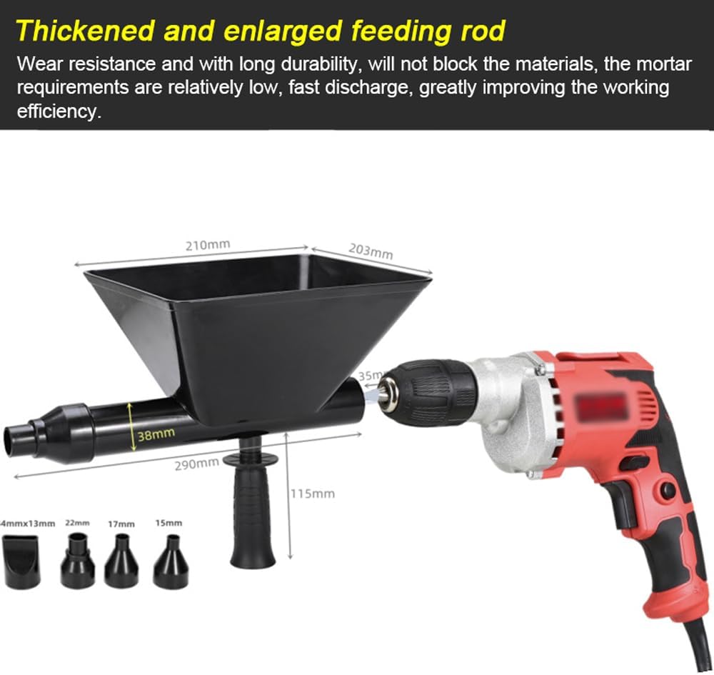 Cement Grouting Device Electric Caulking Machine Door Window Grouting Device Mortar Automatic Filler 8mm Electric Drill Joint Cement Grouting Device with Four Replacement Nozzles
