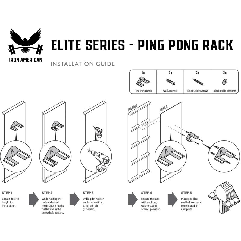 Elite - Estante de almacenamiento de ping pong y tenis de mesa, fabricado en Estados Unidos, ranura de 1.375 pulgadas para pelotas y ranura de 3.25 pulgadas para remos, soporte de pelota 6