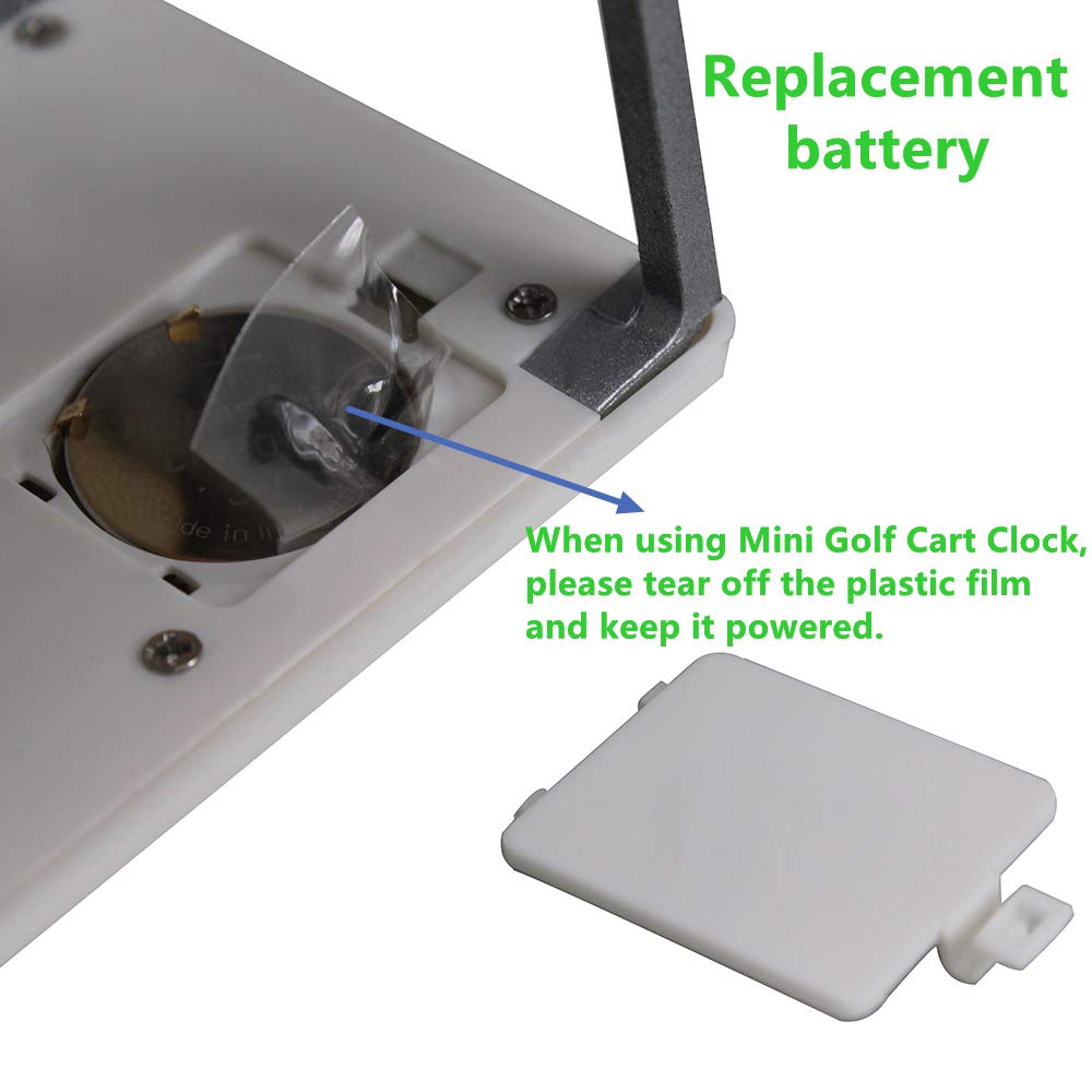 Mini reloj de carrito de golf para aficionados al golf, diseño de carrera, ideal como regalo para golfistas, carreras, regalos de golf (color blanco)