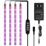 iPower 60W LED Plant Grow Light Strips Full Spectrum for Indoor Plants with Auto ON/Off 3/9/12H Timer, 10 Dimmable Levels 48 LEDs Per Tude, for Hydroponics Succulent, 4 Tubes, Mix