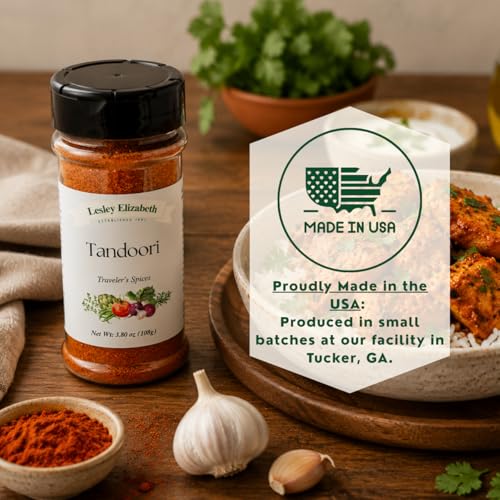 Image of Lesley Elizabeth Tandoori Traveler's Spices - Authentic Indian Tandoori Seasoning Blend for Chicken, Lamb, Vegetables & Seafood | Bold Spice Rub for Grilling & Cooking