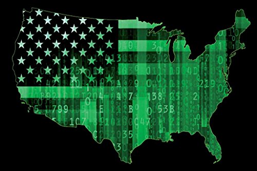 Cyber Security Usa Map Digital Map With Cities In Detail Map Posters For Wall Map Art Wall Decor Country Illustration Technology American Flag Cool Wall Decor Art Print Poster 36X24 #TOP23