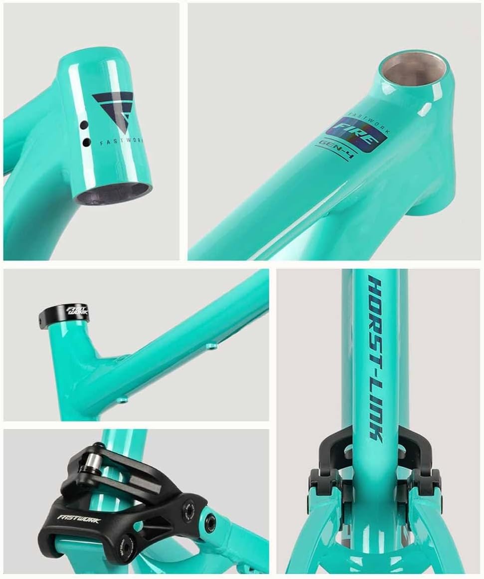 27.5er 29er Mountain Bike Boost Frame 15.7" 16.5" 17.3" Full Suspension Soft Tail Frame Aluminium Alloy Enduro Frame Travel 155mm 12 * 148mm Thru Axle Disc Brake(Green,27.5 * 15.7")