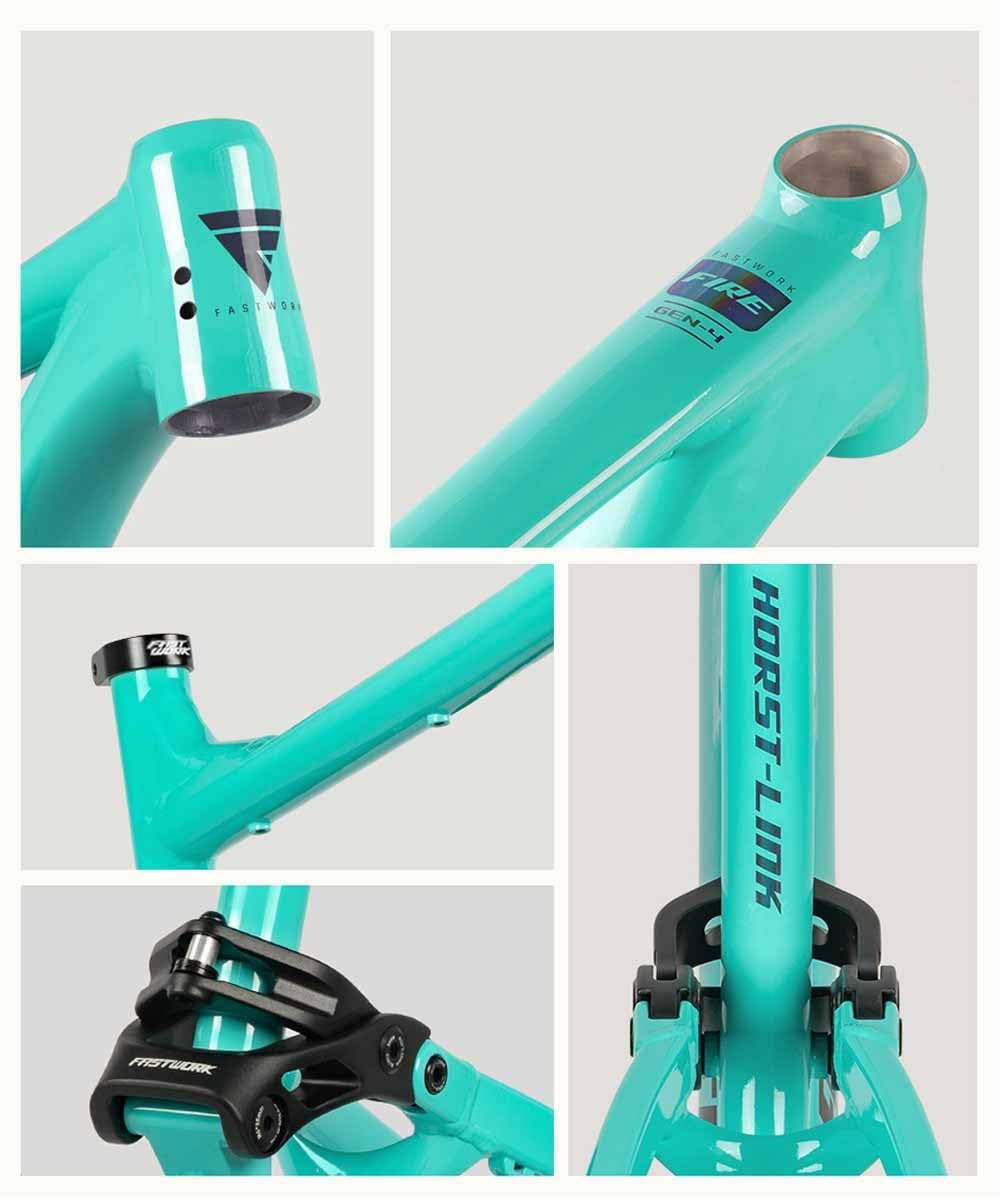 27,5" 29" rama do roweru górskiego Boost 15,7" 16,5" 17,3" Full Suspension Soft Tail stop aluminium ENDURO skok sprężyny 155 mm 12 x 148 mm hamulec tarczowy z wałem skokowym (zielony, 27,5 16,5")