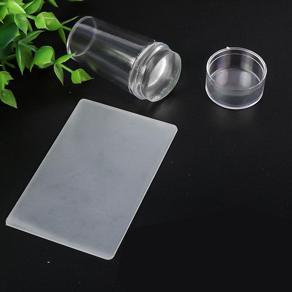 Kit estampado uñas silicona transparente raspador, estampado de gelatina silicona suave decoración uñas, plantilla transparente sellar uñas, herramientas manicura hacer uñas francesas rápidamente