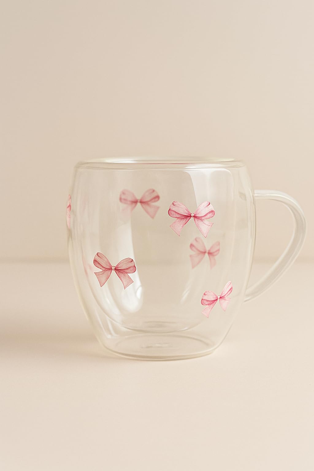 THE UMBRELLA STORE Coquette Pink Bow Glass Mug – Double Wall Insulated Clear Cup for Coffee, Tea & Lattes – Aesthetic Gift for Girls, 250ml-image-44