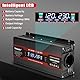 Yinleader 12V/24V auf 230V 1000W Wechselrichter LCD 1 EU Steckdosen 2 USB KFZ-Spannungswandler