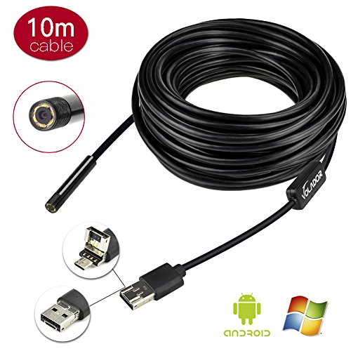 33ft Phone Borescope USB Camera,VOLADOR Cell Phone Endoscope USB Camera,5.5mm Ultra-slim 2 In 1 OTG Micro USB Endoscopic Inspection Camera with 6 LEDs for Android 4.0+ Win7 Win8 Win10 OS