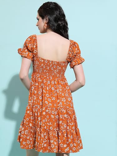 Image of Tokyo Talkies Women's Short Sleeves Round Neck Printed Dresses | Stylish Dresses | Casual Dresses
