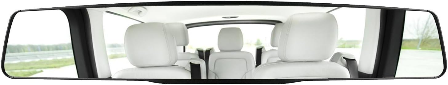 Panoramic Car Rear-View Mirror Camber and Ultra Wide Angle Spedal Automotive Interior Mirrors with Silicone Straps, 17.72 in 3.22 in