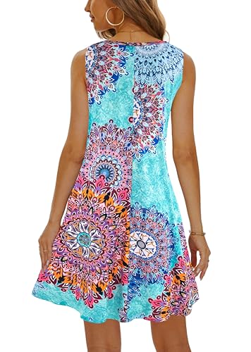 Image of Summer Dresses for Women 2026 Casual Sundresses Beach Cover Ups Sleeveless Tshirt Swing Dress with Pockets