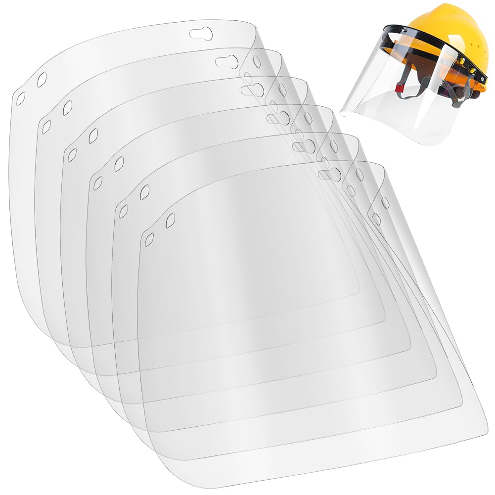 PH PandaHall 6 Pack PET Face Shield Replacement Visors Clear 15.3x7.7 Inch Safety Face Shield Visor Clear Face Shield Replacement for Workers Industrial Woodworking Protective Equipment
