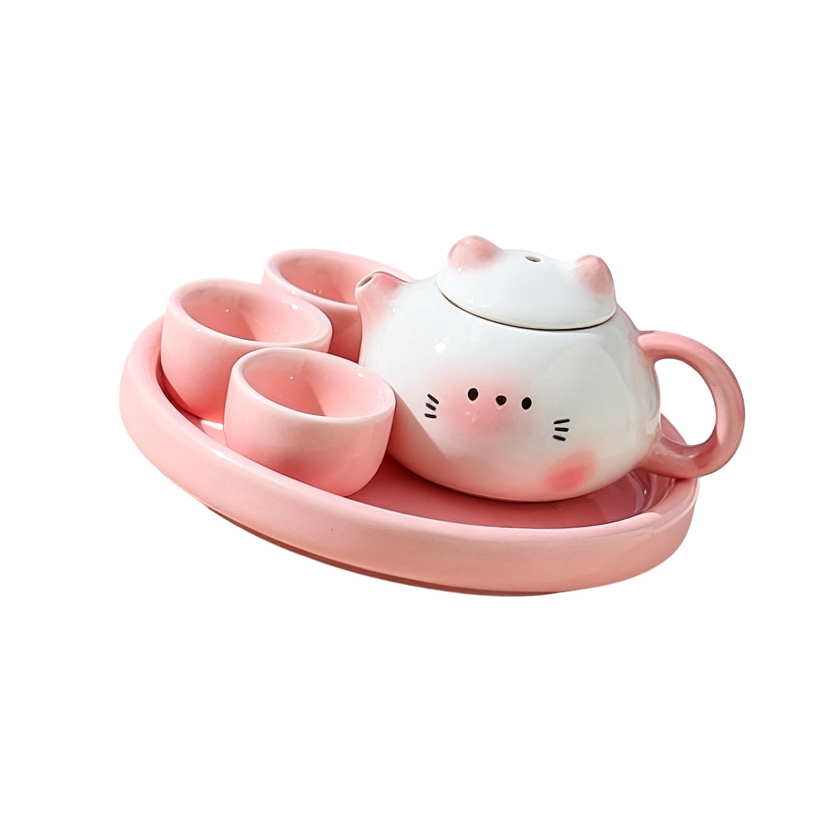 Hsyzygian Miniature Tea Service Accessories Set Cats Theme Miniature Tea Cup Teapot Decoration for Home Use Educational Set